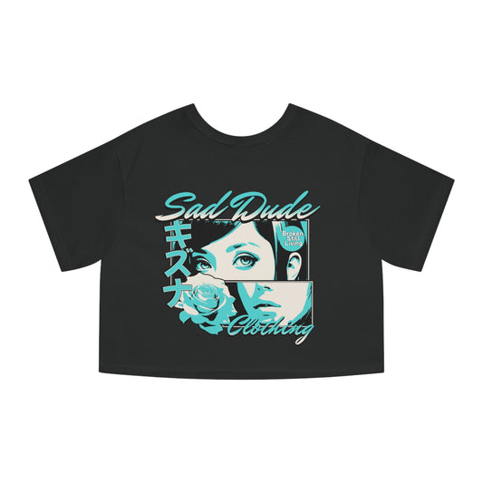 Anime Sad Girl Crop Top (Champion T)